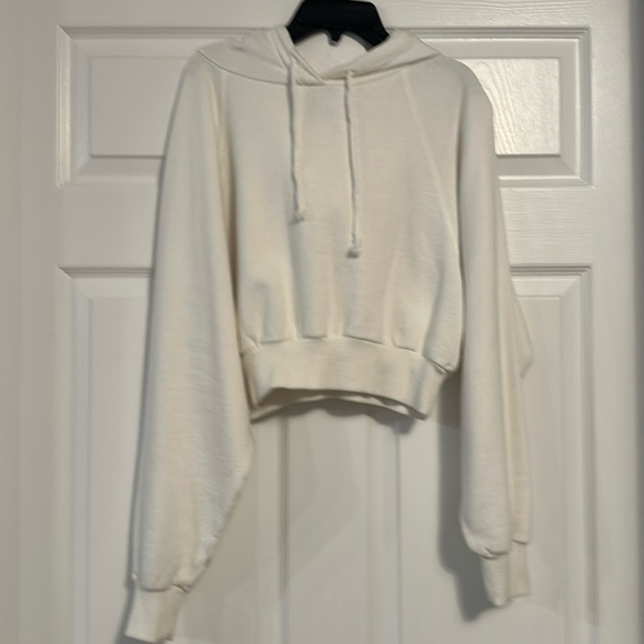 Topshop Tops - Topshop Women's White Cropped Hoodie, Sz Xsmall